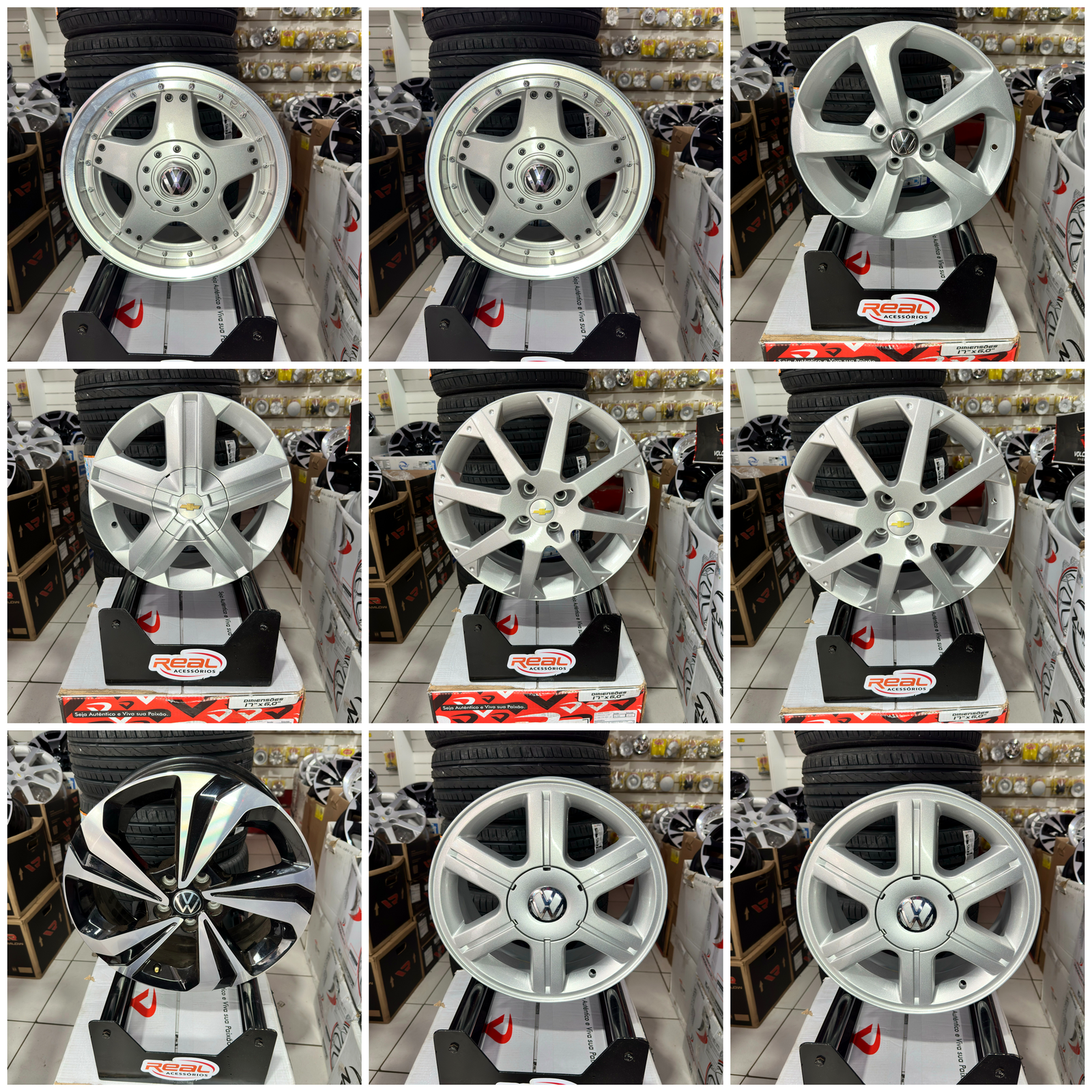 Modelos de rodas disponíveis na Real